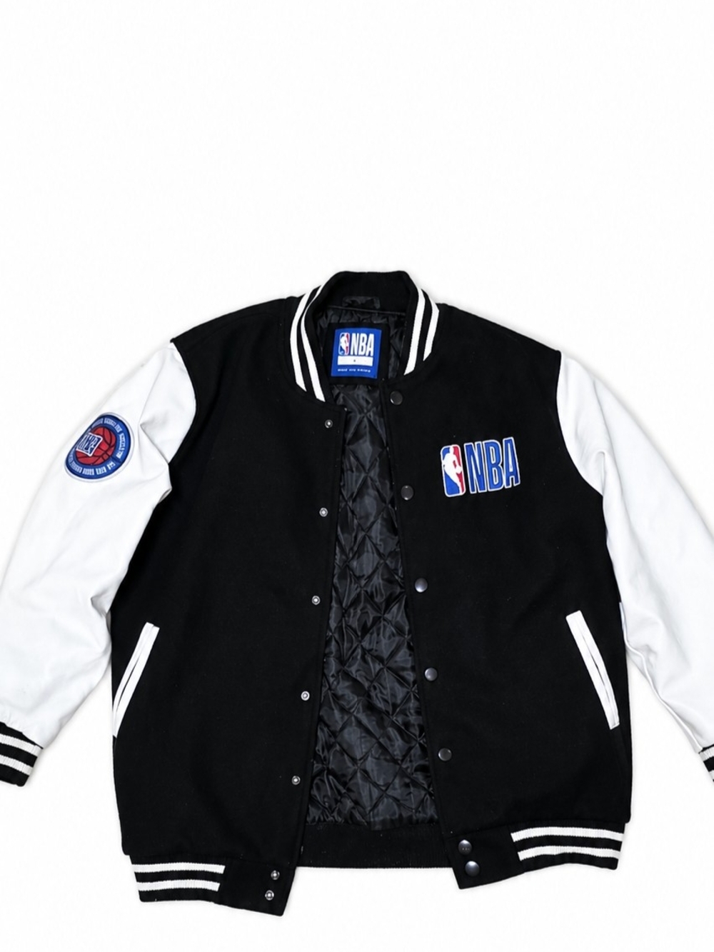NBA Black and White Varsity Letterman Jacket